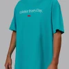 1% Better FLXCotton Tee Oversize - Blue Bird-White