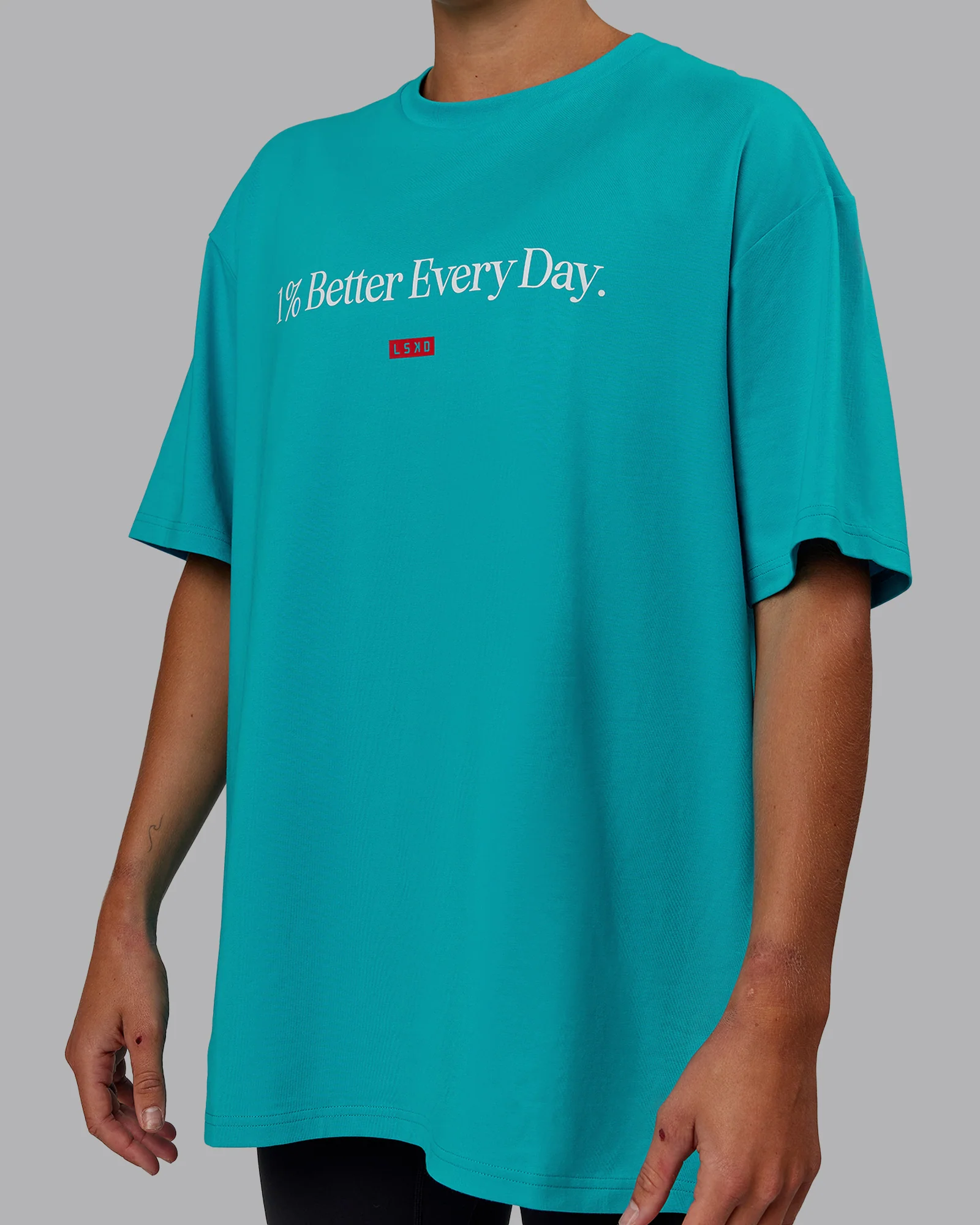 1% Better FLXCotton Tee Oversize - Blue Bird-White