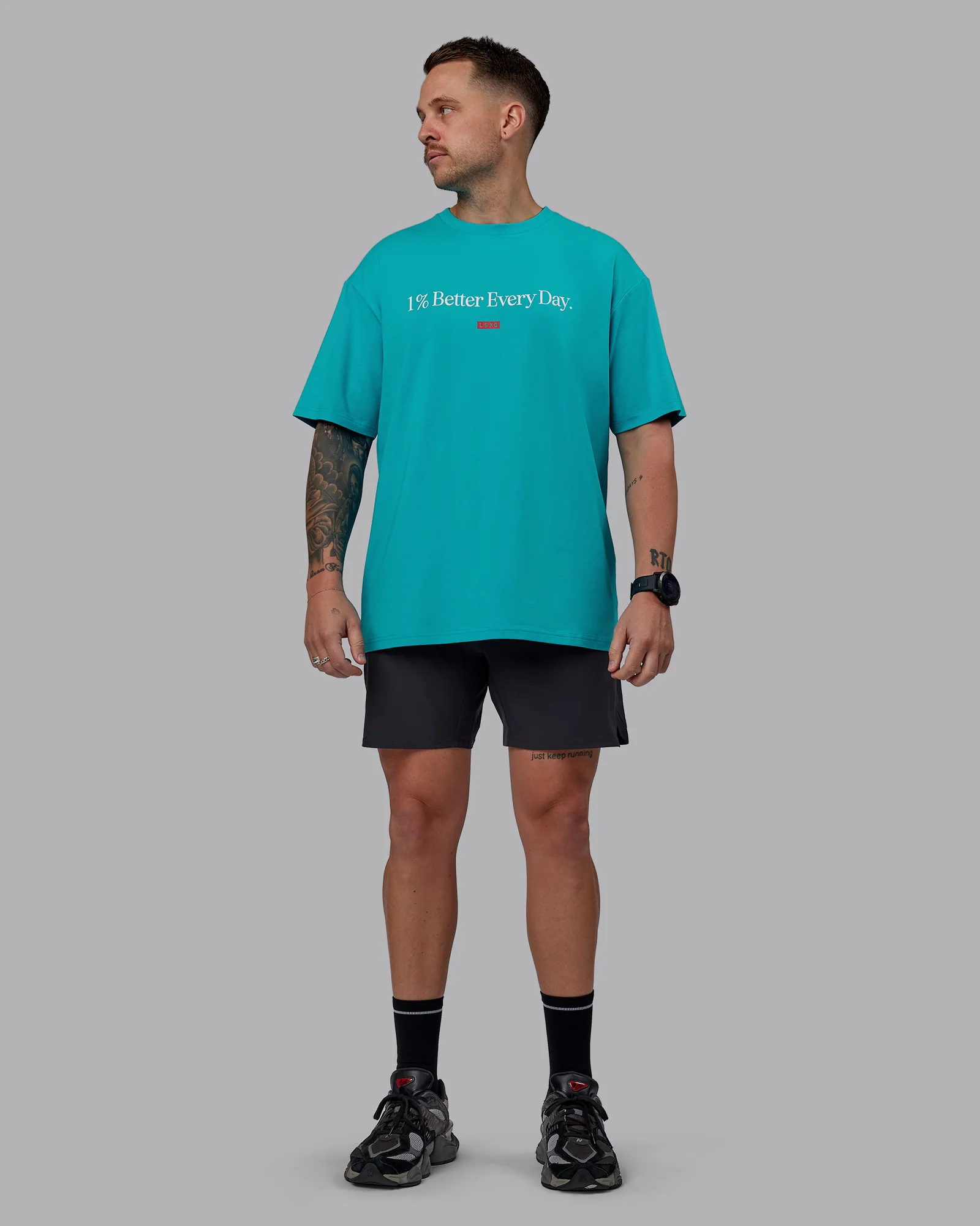 1% Better FLXCotton Tee Oversize - Blue Bird-White
