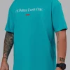 1% Better FLXCotton Tee Oversize - Blue Bird-White