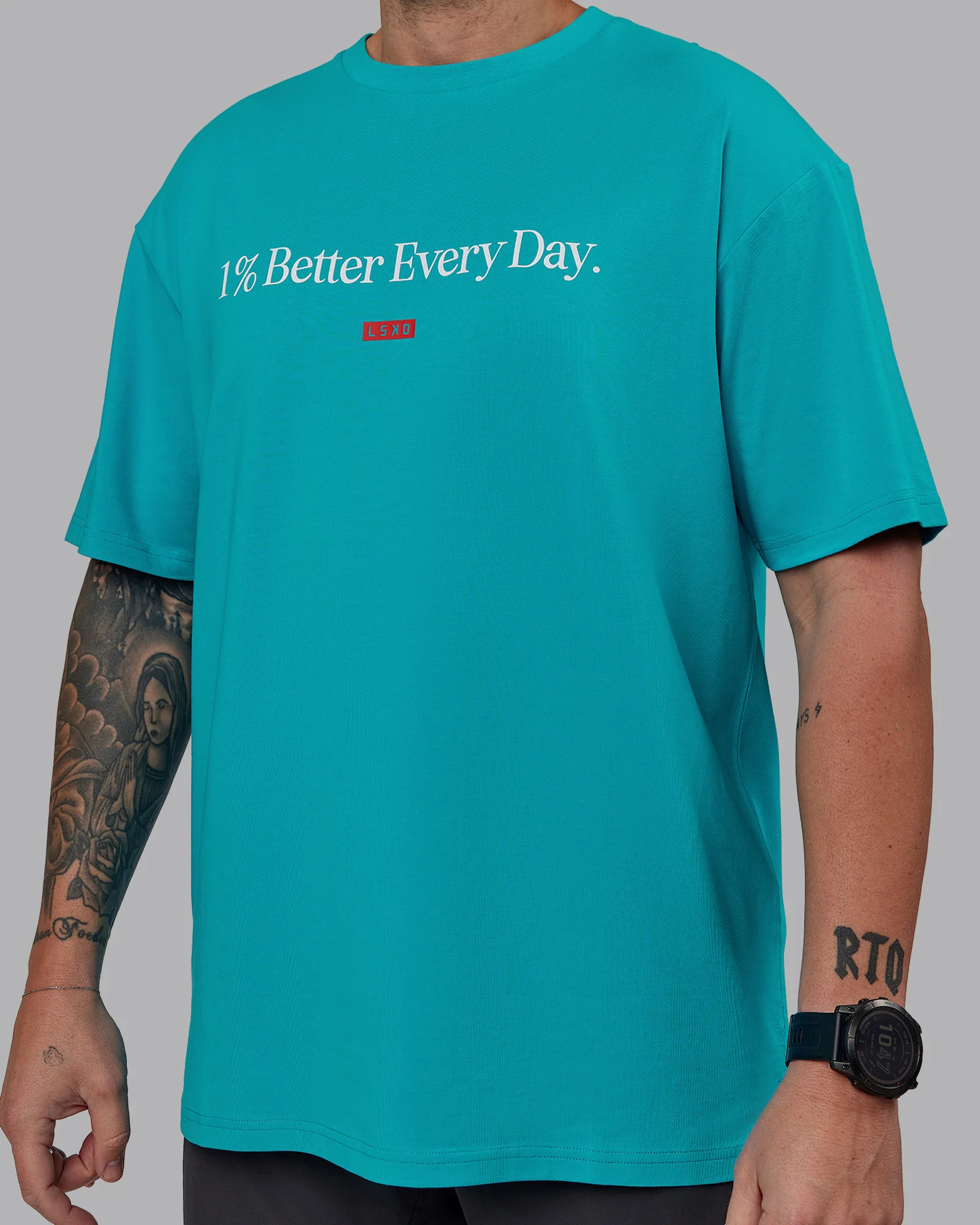 1% Better FLXCotton Tee Oversize - Blue Bird-White