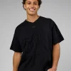 8413-86-v-neck-oversized-tee-black-black-1.webp 86 V-Neck Oversized Tee - Black-Black