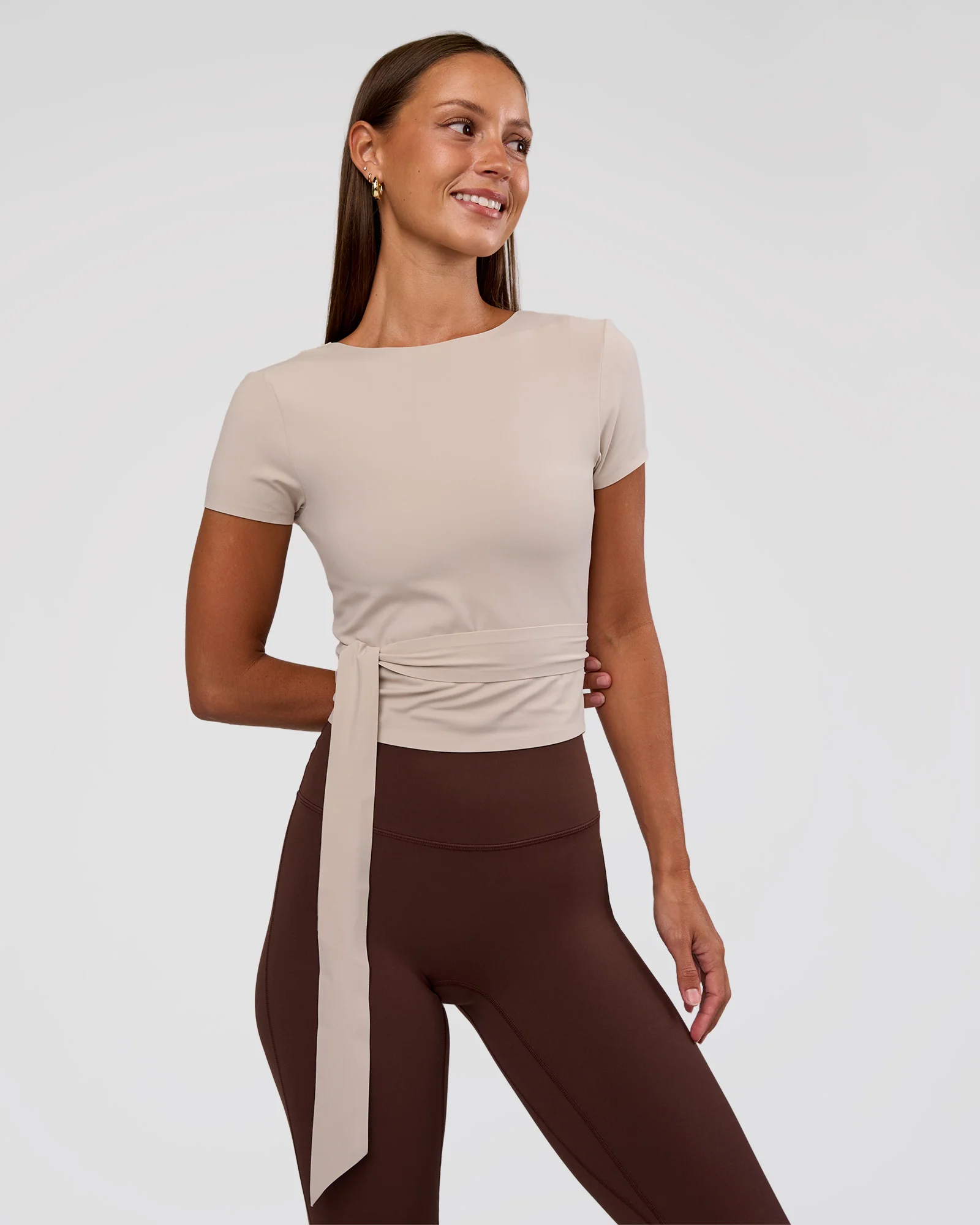 Peaches Wrap Cinch Top - Shale Beige