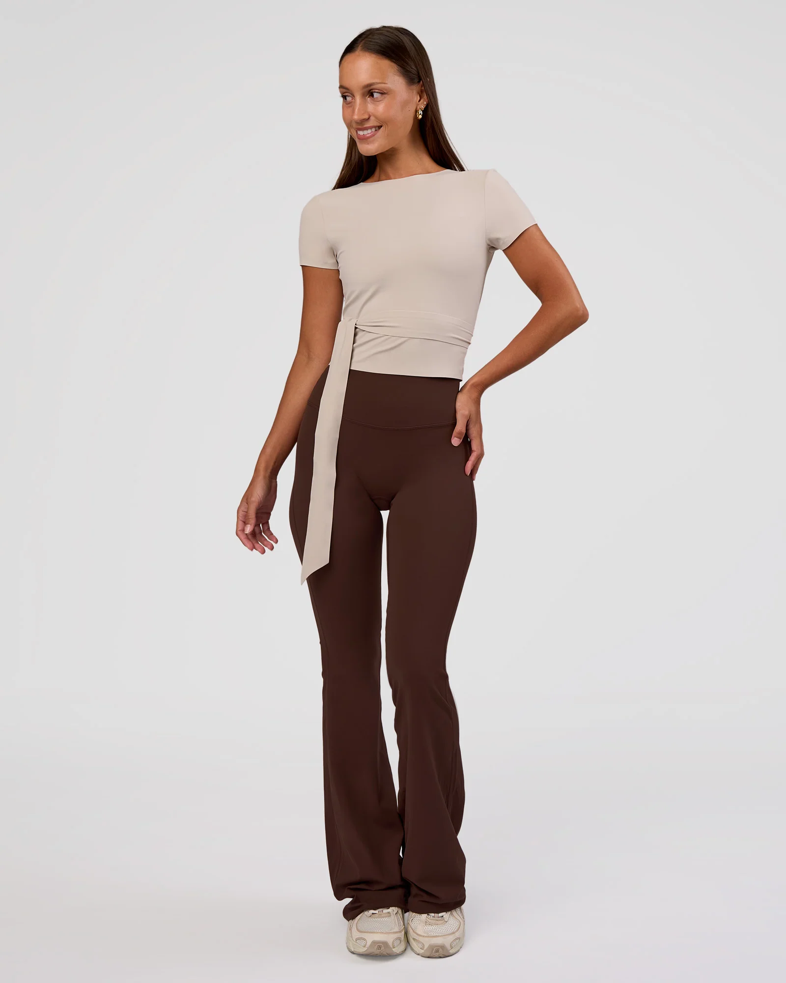 Peaches Wrap Cinch Top - Shale Beige