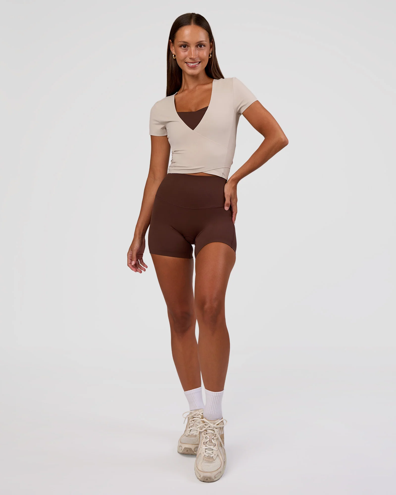Peaches Wrap Cinch Top - Shale Beige