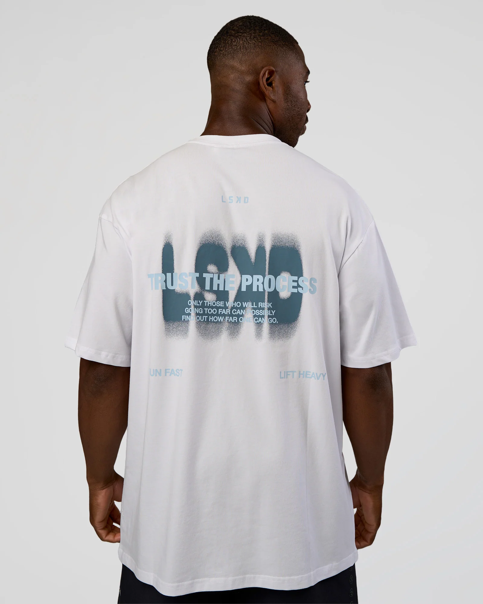 Abstract Haze FLXCotton Tee - White-Blue Aura