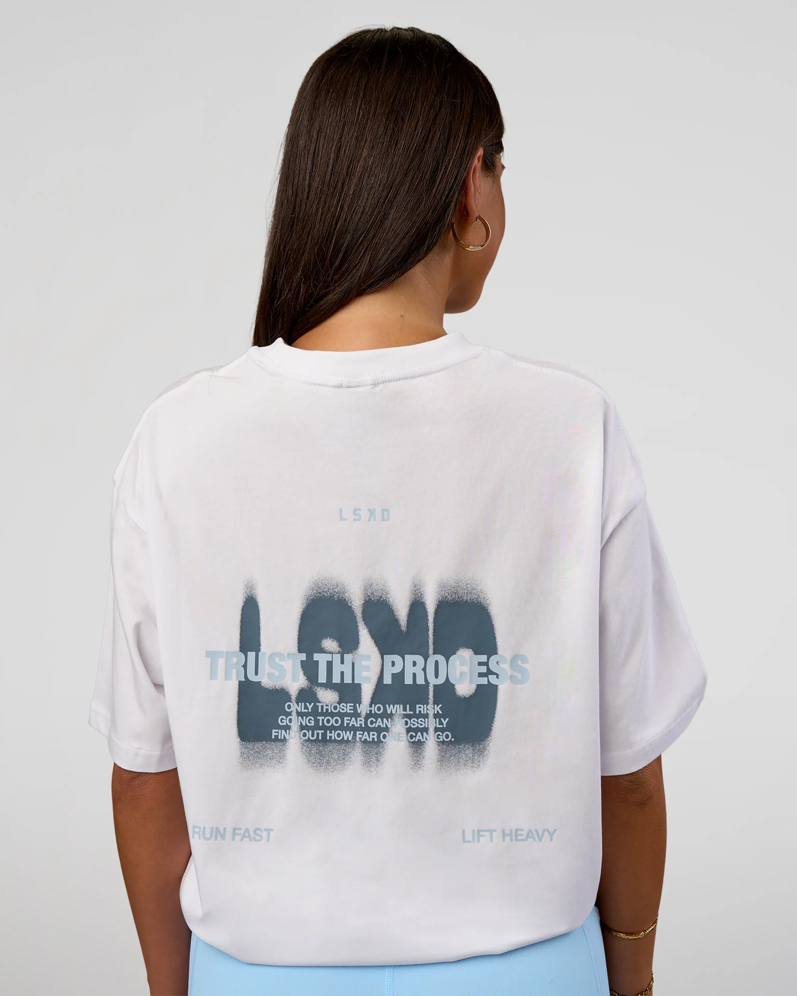 Abstract Haze FLXCotton Tee - White-Blue Aura