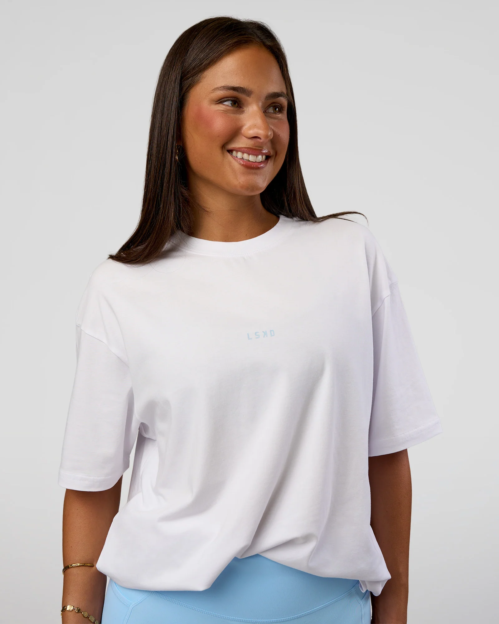 Abstract Haze FLXCotton Tee - White-Blue Aura