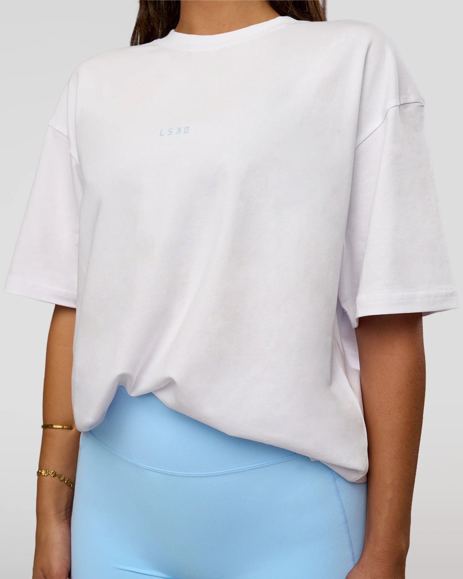 Abstract Haze FLXCotton Tee - White-Blue Aura