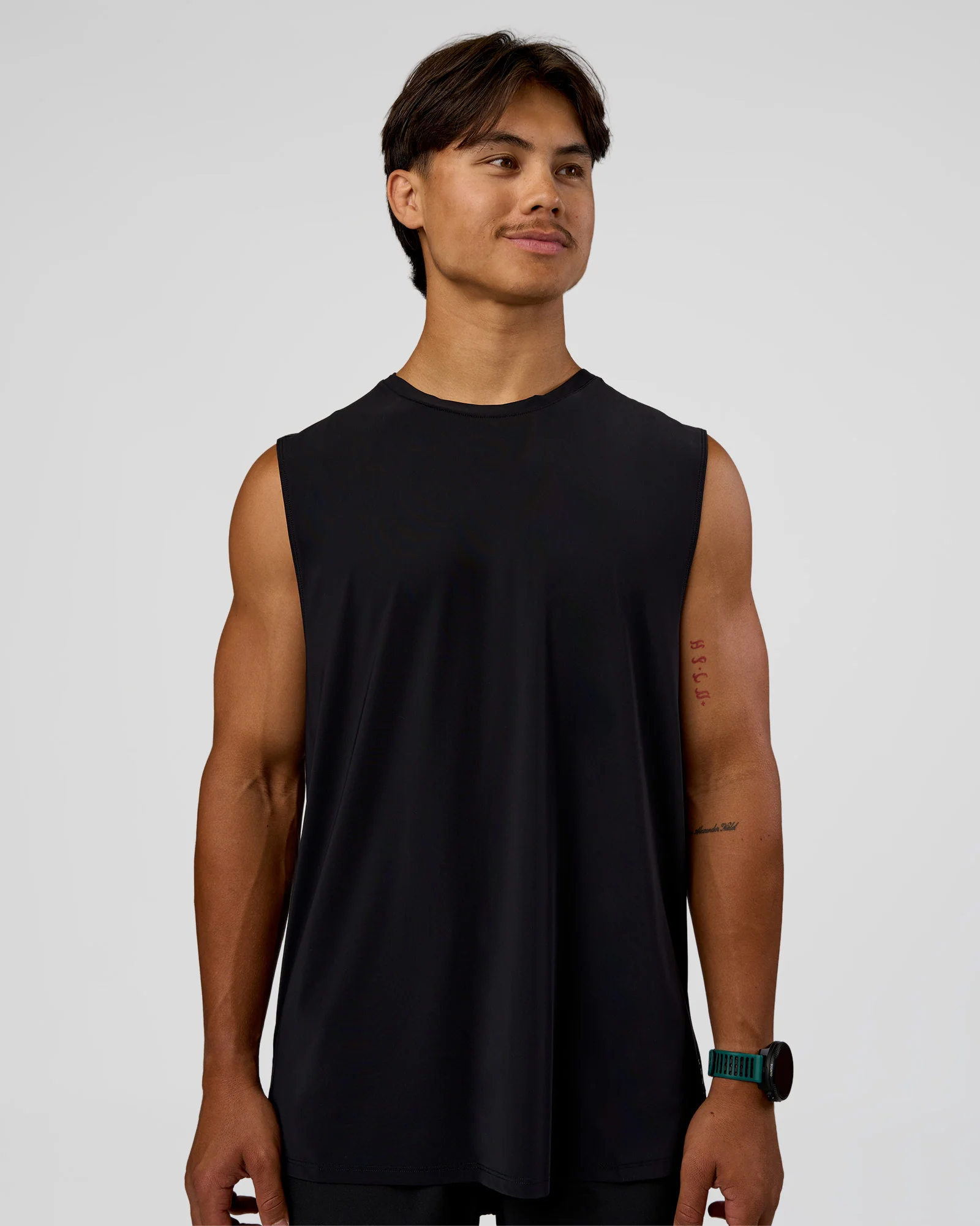 Cadence MicroMotion Muscle Tank - Black-Blue Aura
