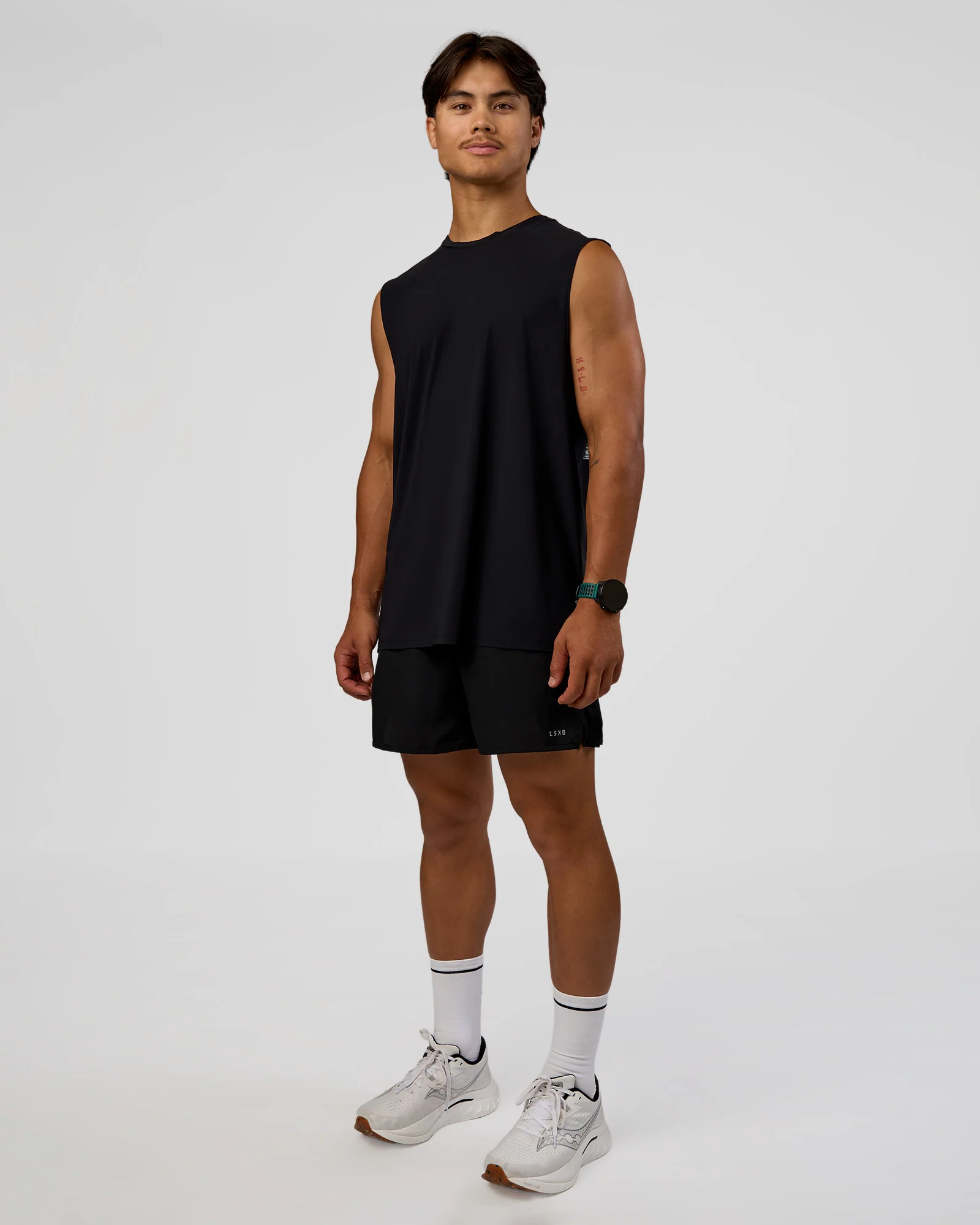 Cadence MicroMotion Muscle Tank - Black-Blue Aura
