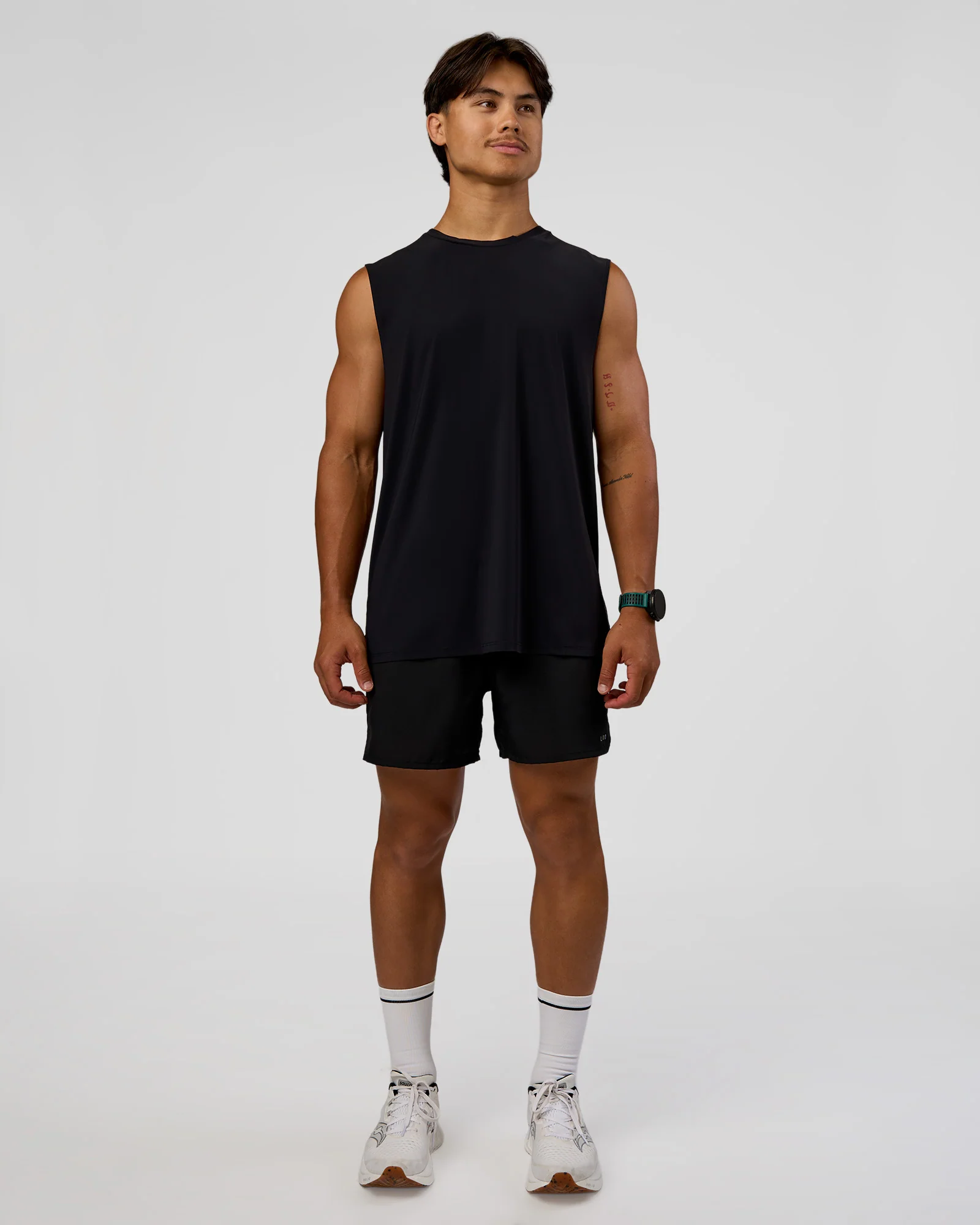 Cadence MicroMotion Muscle Tank - Black-Blue Aura