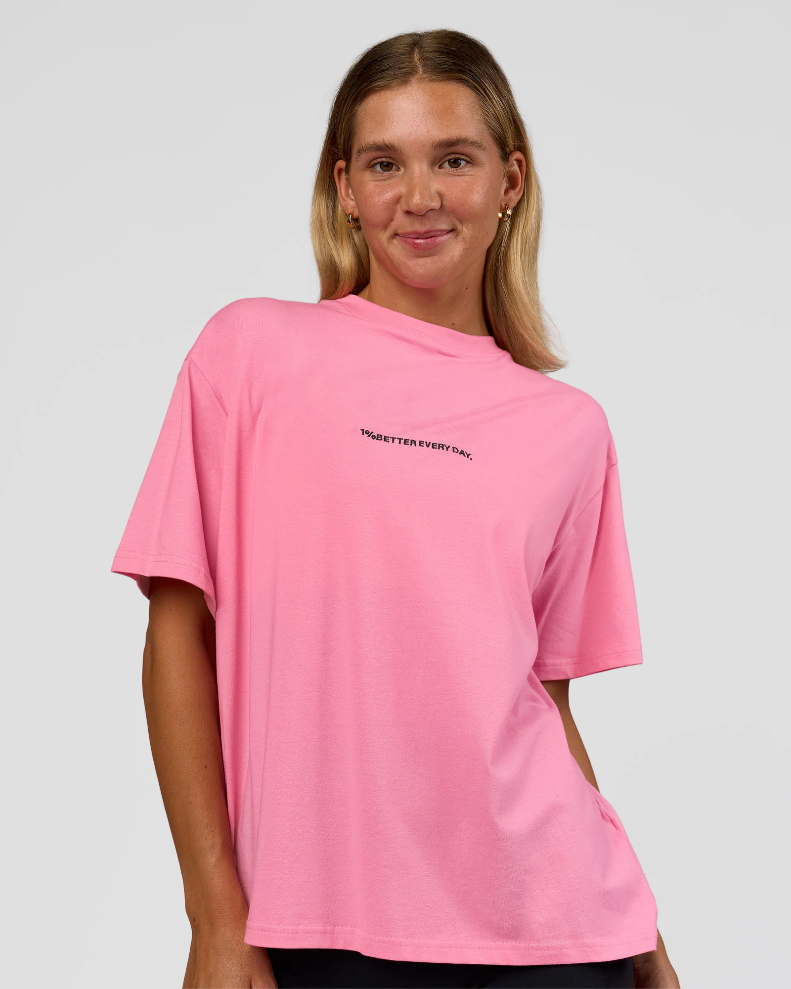 Go-To 1% Better Every Day FLXCotton Oversized Tee - Candy Pink-Black