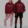 1% Better Hoodie Oversize - Cranberry-White