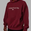 1% Better Hoodie Oversize - Cranberry-White