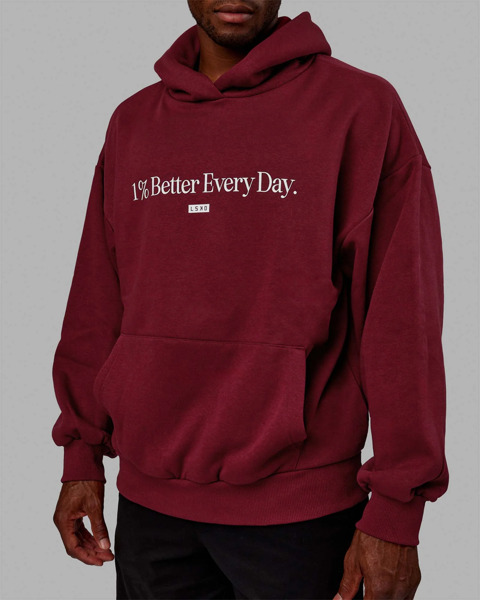 1% Better Hoodie Oversize - Cranberry-White