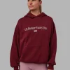 1% Better Hoodie Oversize - Cranberry-White