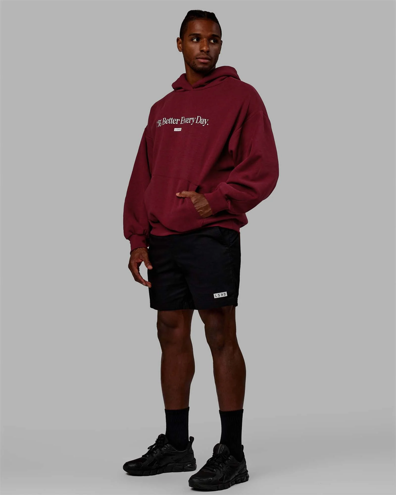 1% Better Hoodie Oversize - Cranberry-White