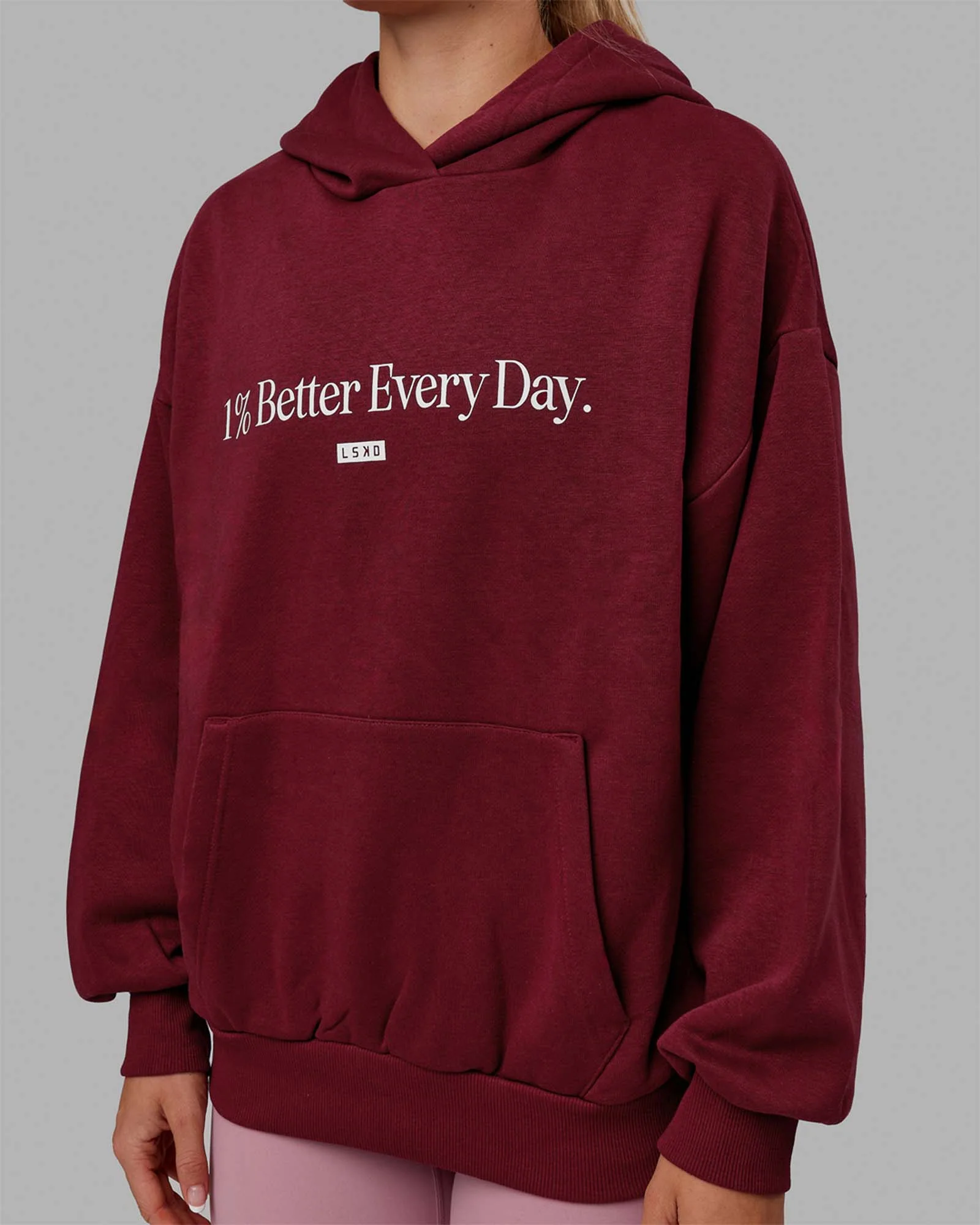 1% Better Hoodie Oversize - Cranberry-White