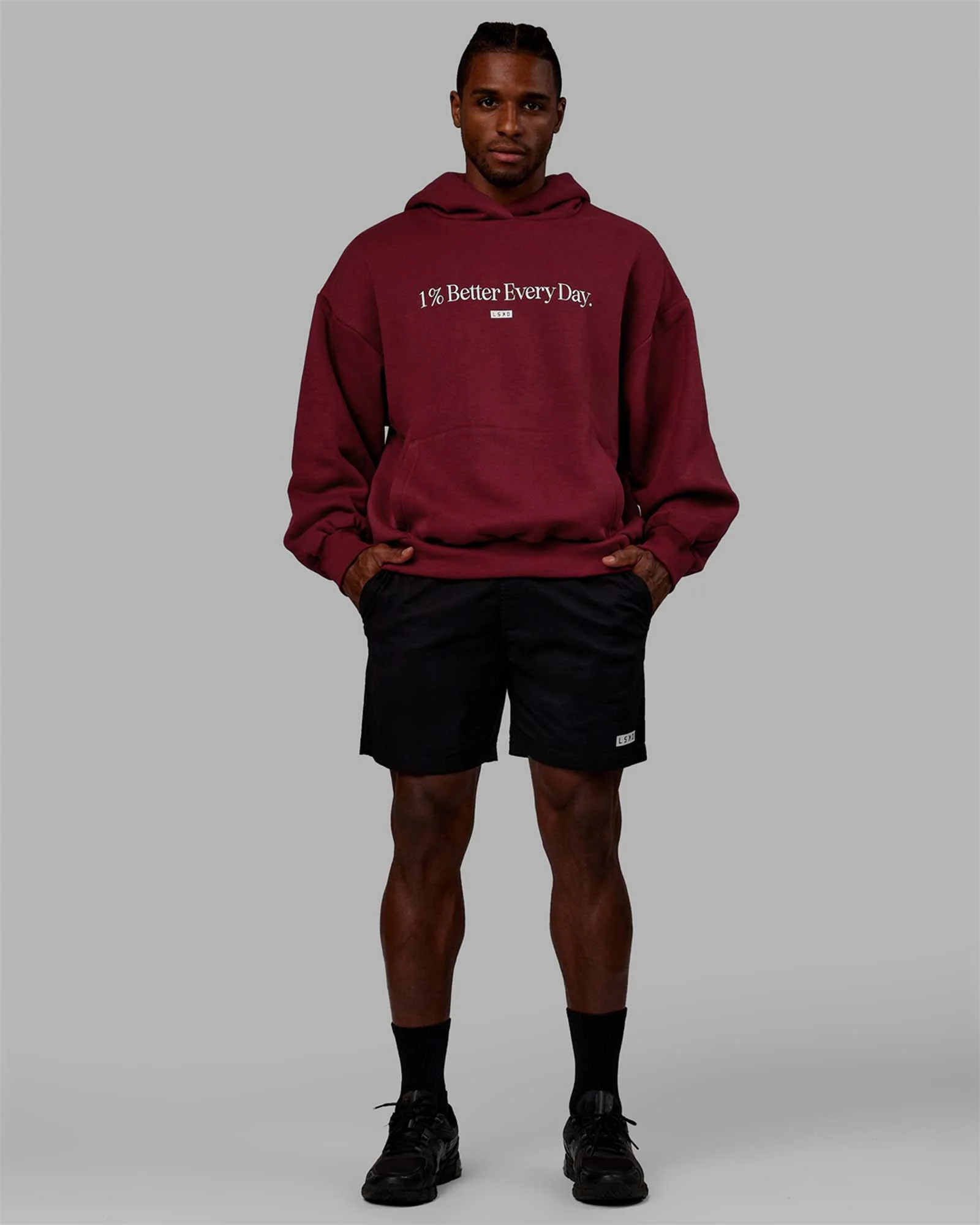 1% Better Hoodie Oversize - Cranberry-White