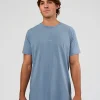 Base FLXCotton Tee  Regular Fit +2cm - Elemental Blue Washed