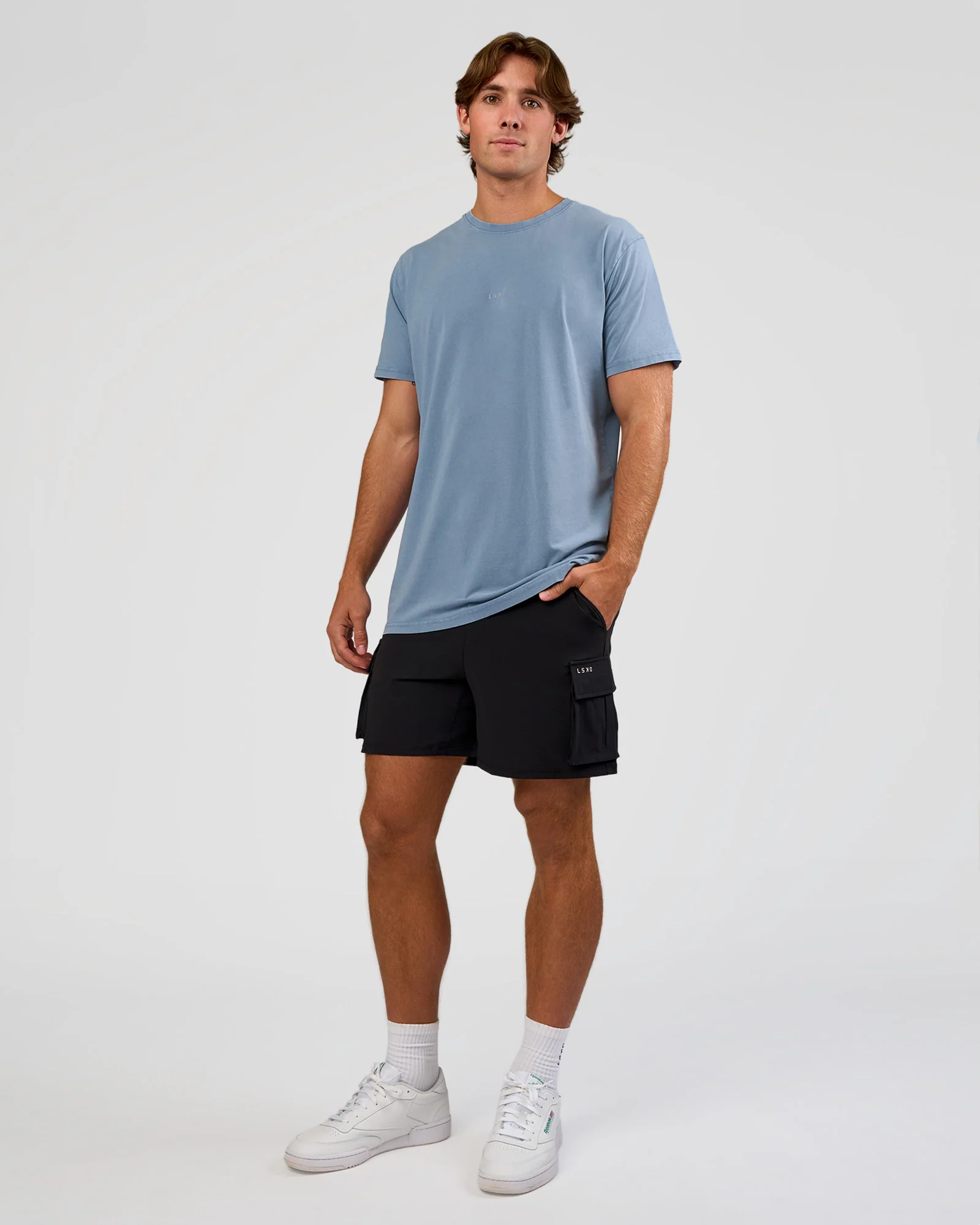 Base FLXCotton Tee  Regular Fit +2cm - Elemental Blue Washed