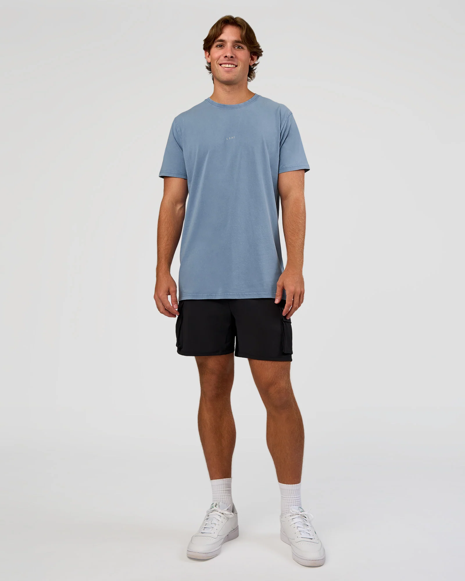 Base FLXCotton Tee  Regular Fit +2cm - Elemental Blue Washed