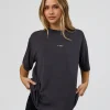 Go-To FLXCotton Oversized Tee - Black Washed-White