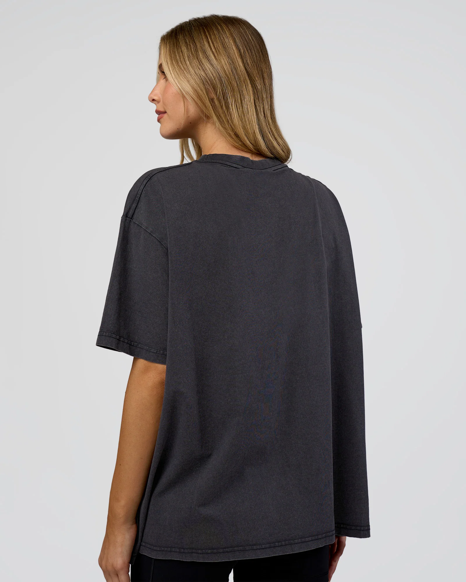 Go-To FLXCotton Oversized Tee - Black Washed-White