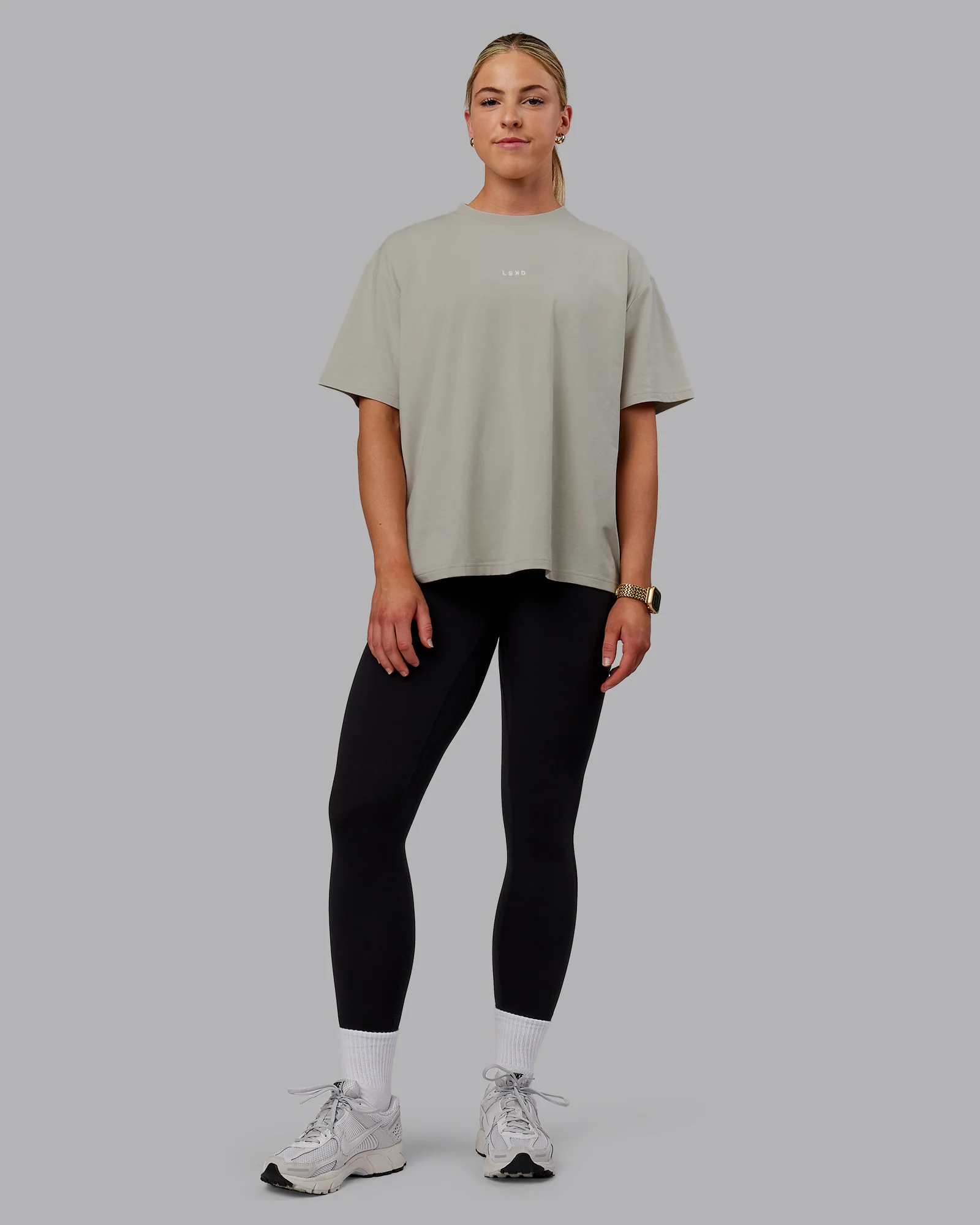 Go-To FLXCotton Oversized Tee - Shale Beige-White