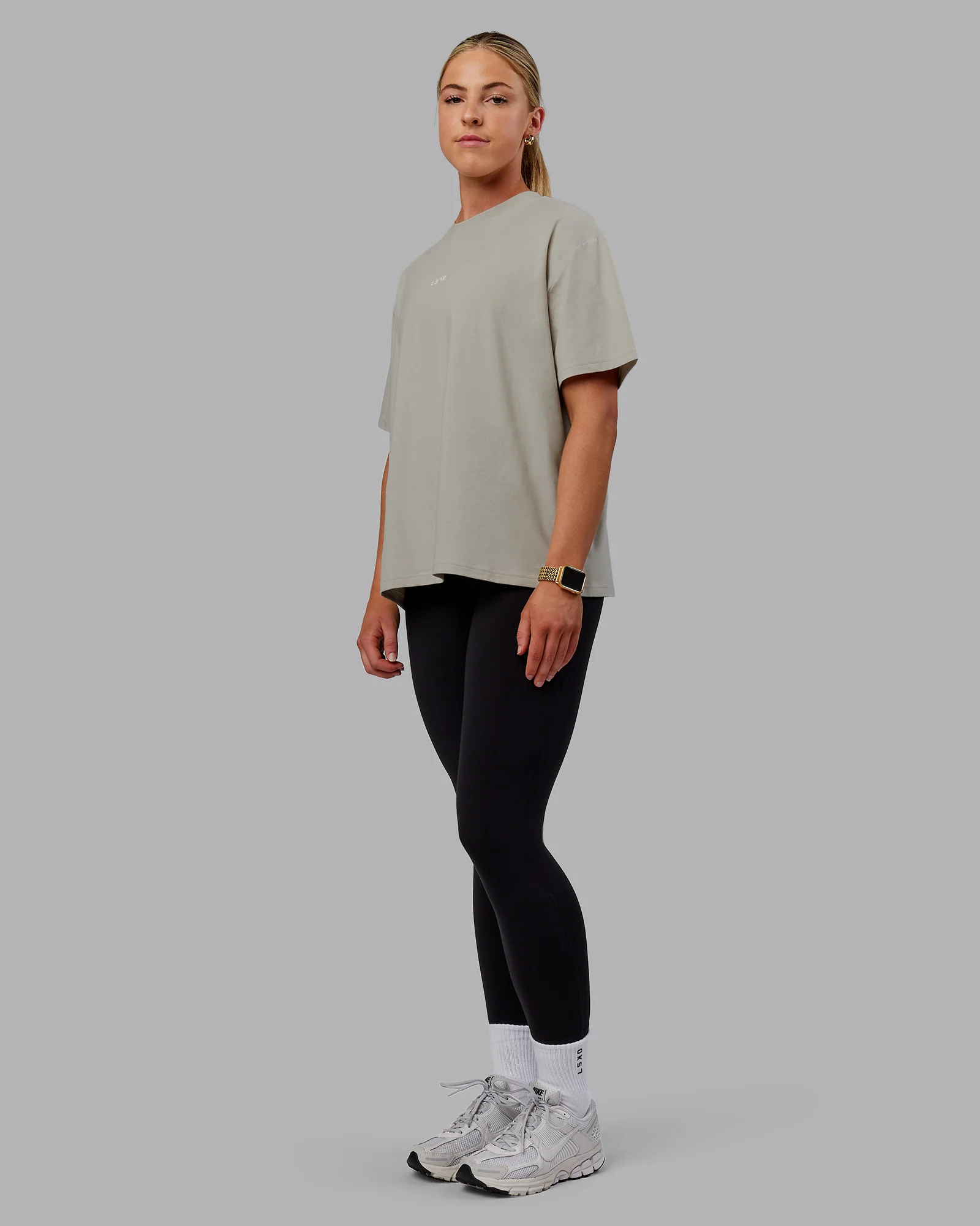 Go-To FLXCotton Oversized Tee - Shale Beige-White