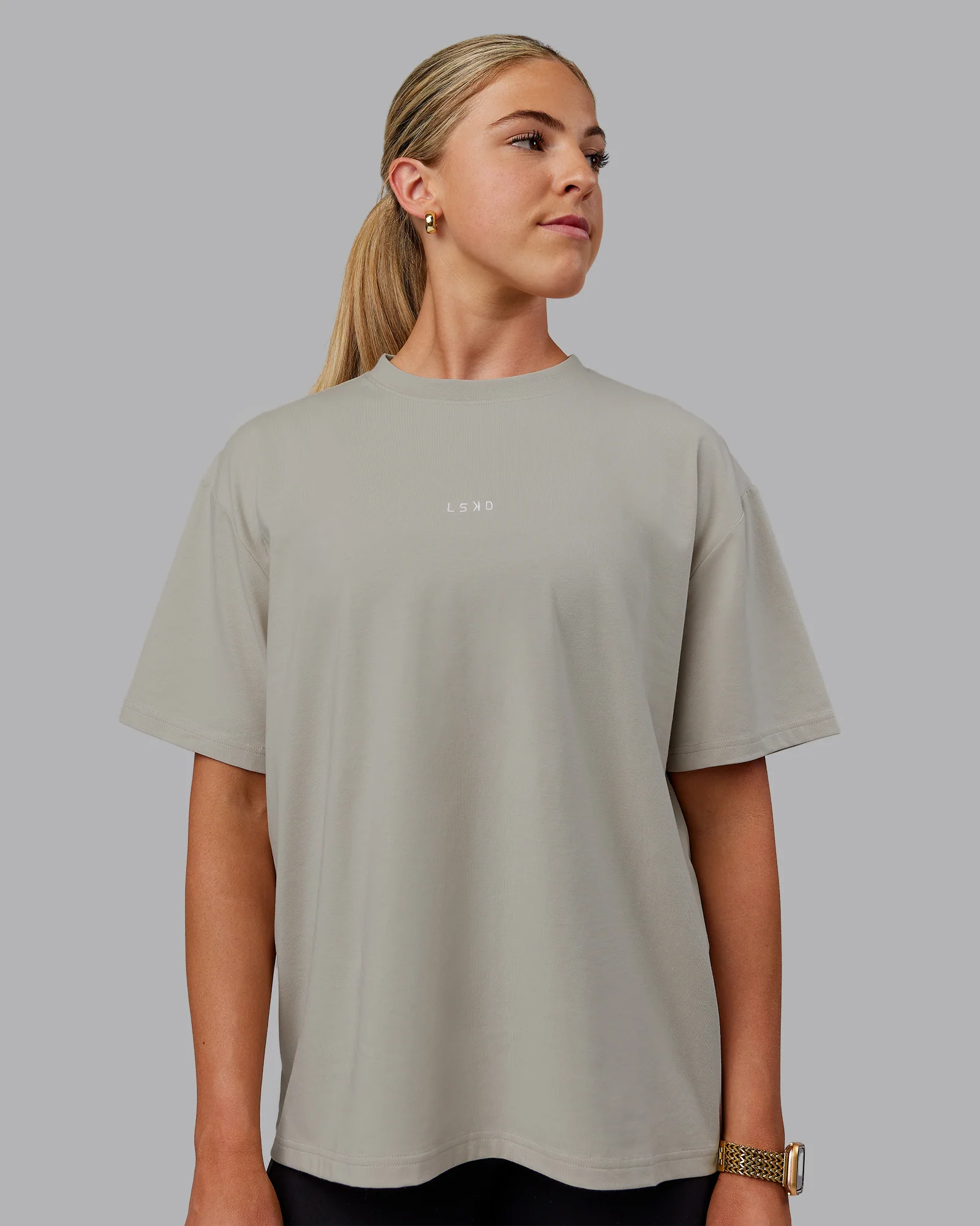 Go-To FLXCotton Oversized Tee - Shale Beige-White