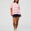 Go-To Stripe FLXCotton Oversized Tee - Marshmallow-Nightshadow