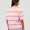 Go-To Stripe FLXCotton Oversized Tee - Marshmallow-Nightshadow