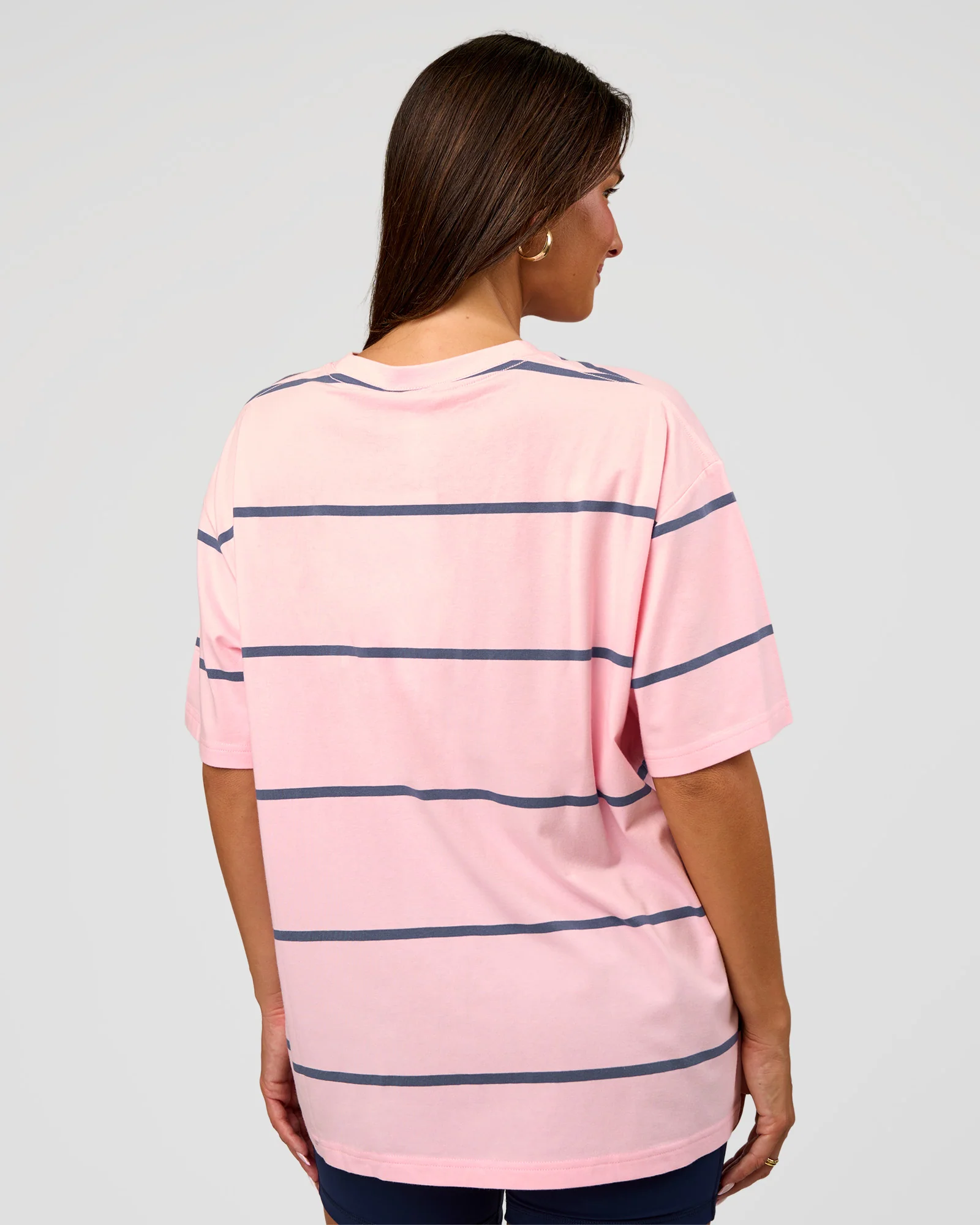 Go-To Stripe FLXCotton Oversized Tee - Marshmallow-Nightshadow