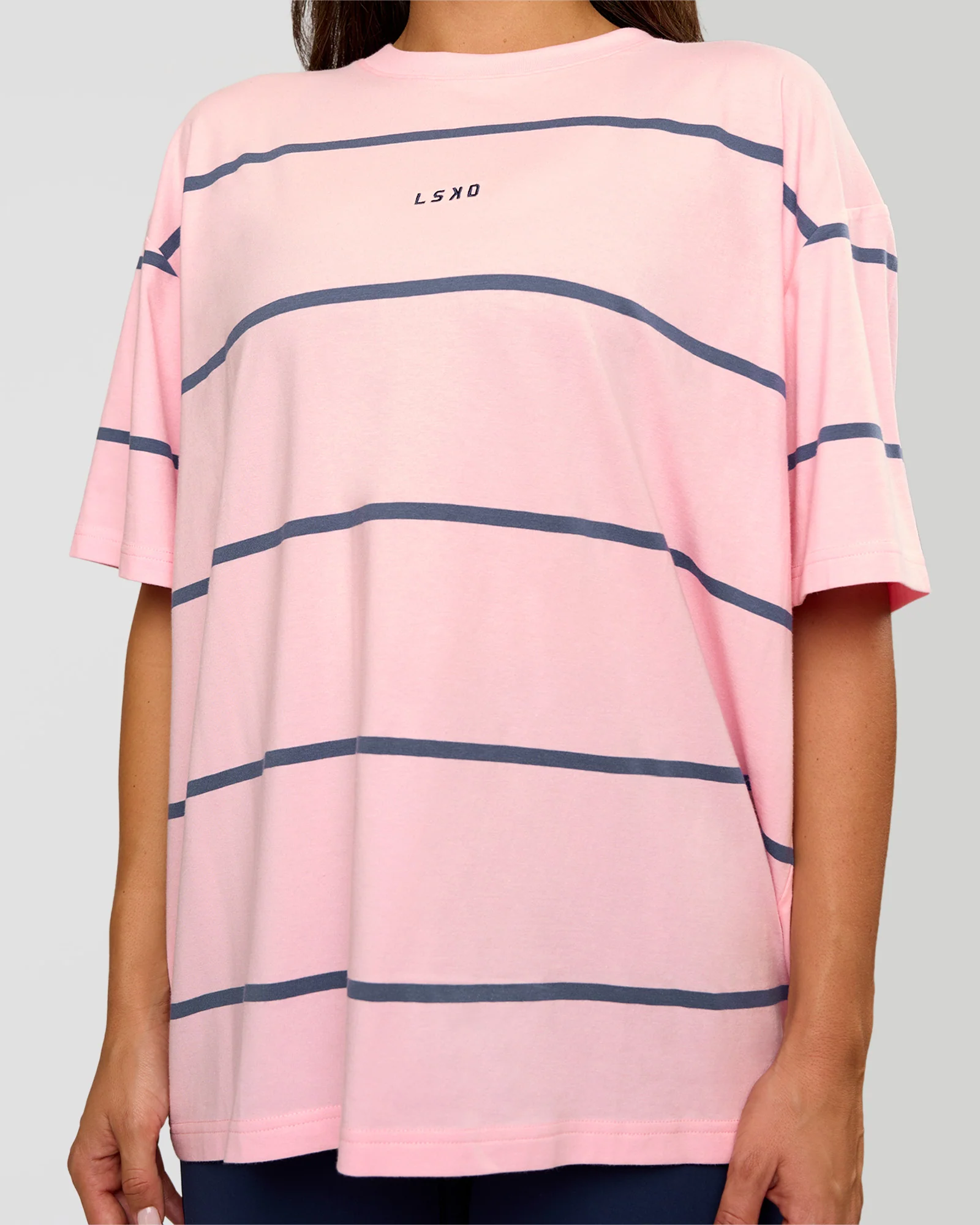 Go-To Stripe FLXCotton Oversized Tee - Marshmallow-Nightshadow
