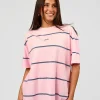 Go-To Stripe FLXCotton Oversized Tee - Marshmallow-Nightshadow