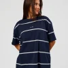 Go-To Stripe FLXCotton Oversized Tee - Future Navy-White