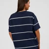 Go-To Stripe FLXCotton Oversized Tee - Future Navy-White