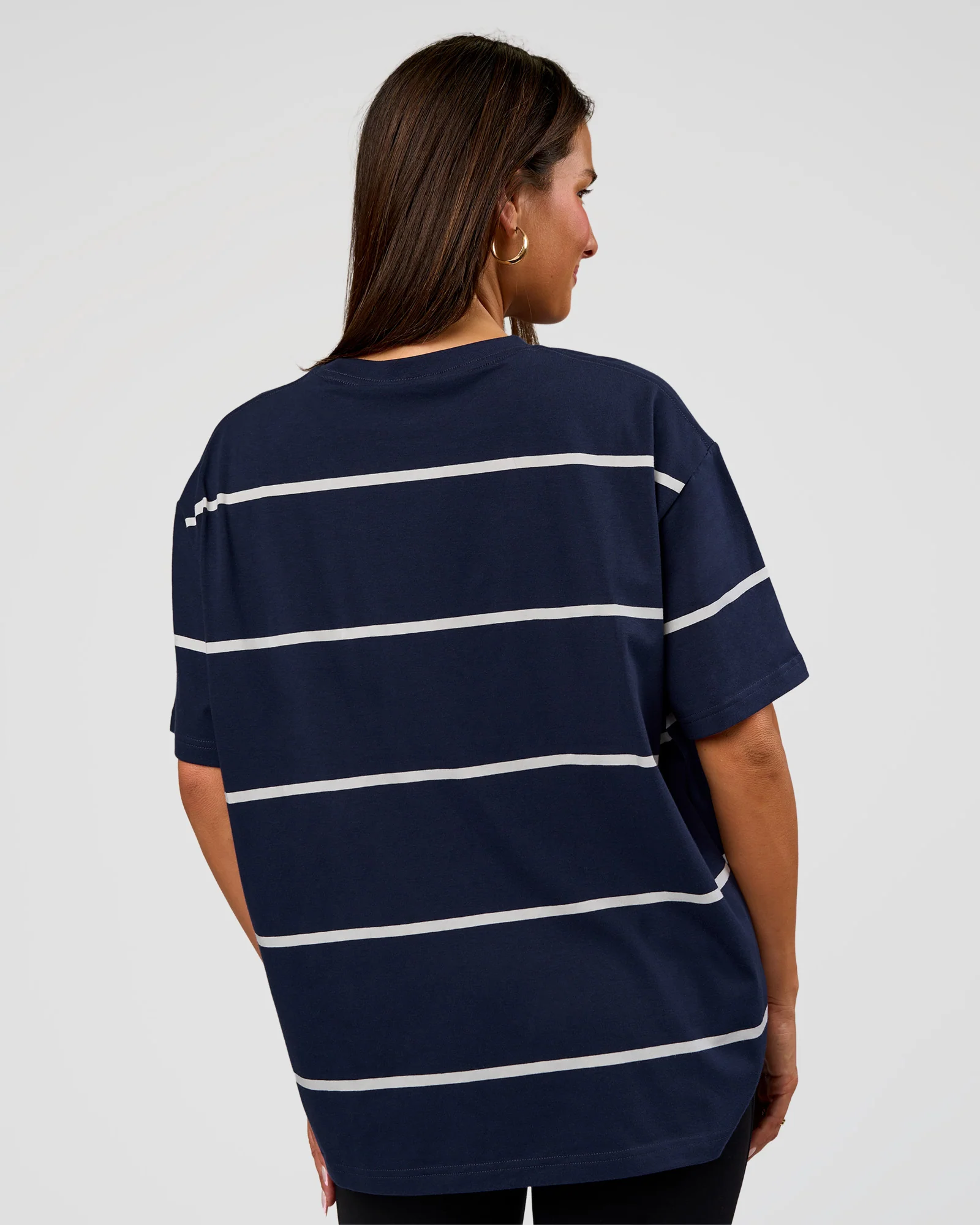 Go-To Stripe FLXCotton Oversized Tee - Future Navy-White