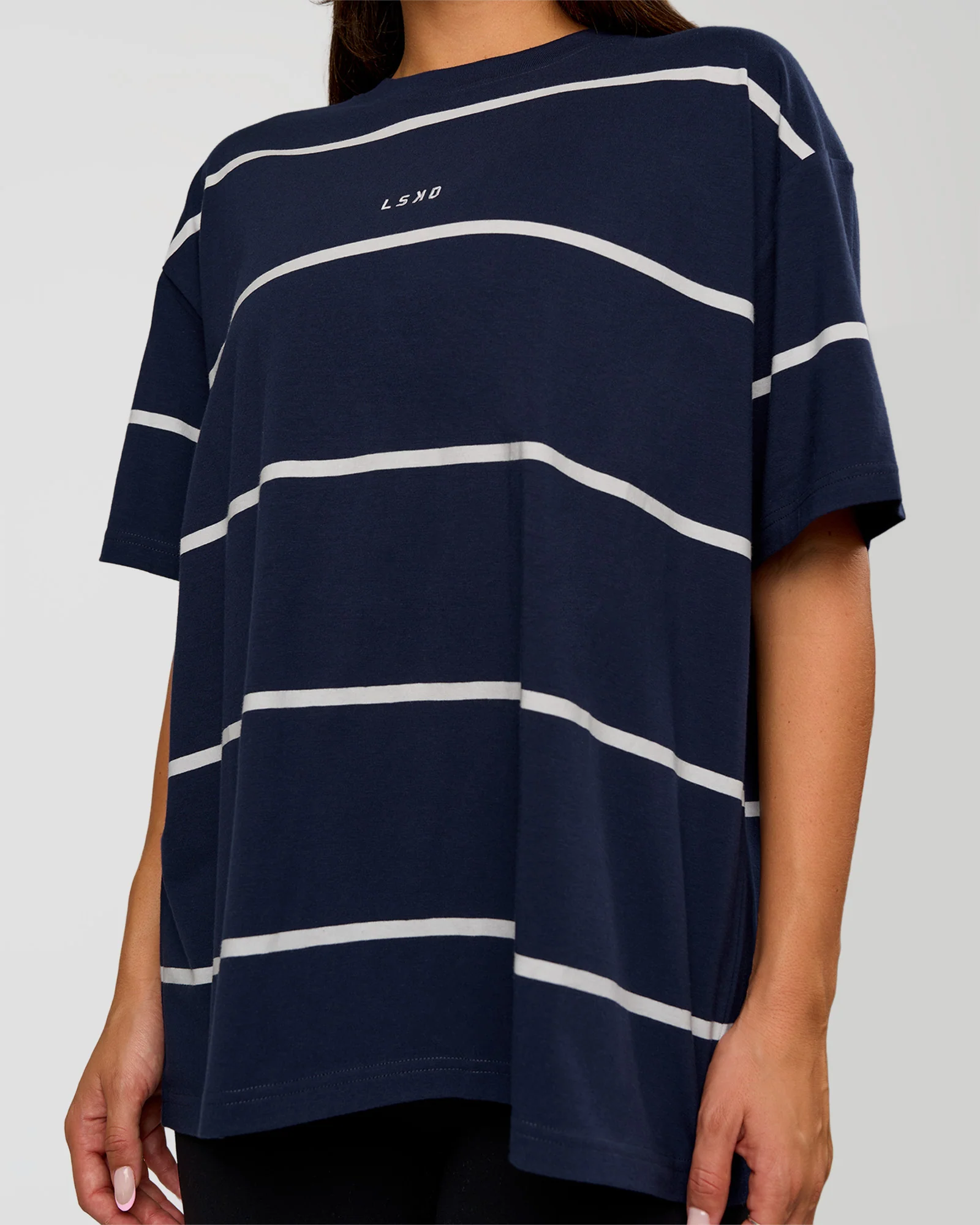 Go-To Stripe FLXCotton Oversized Tee - Future Navy-White