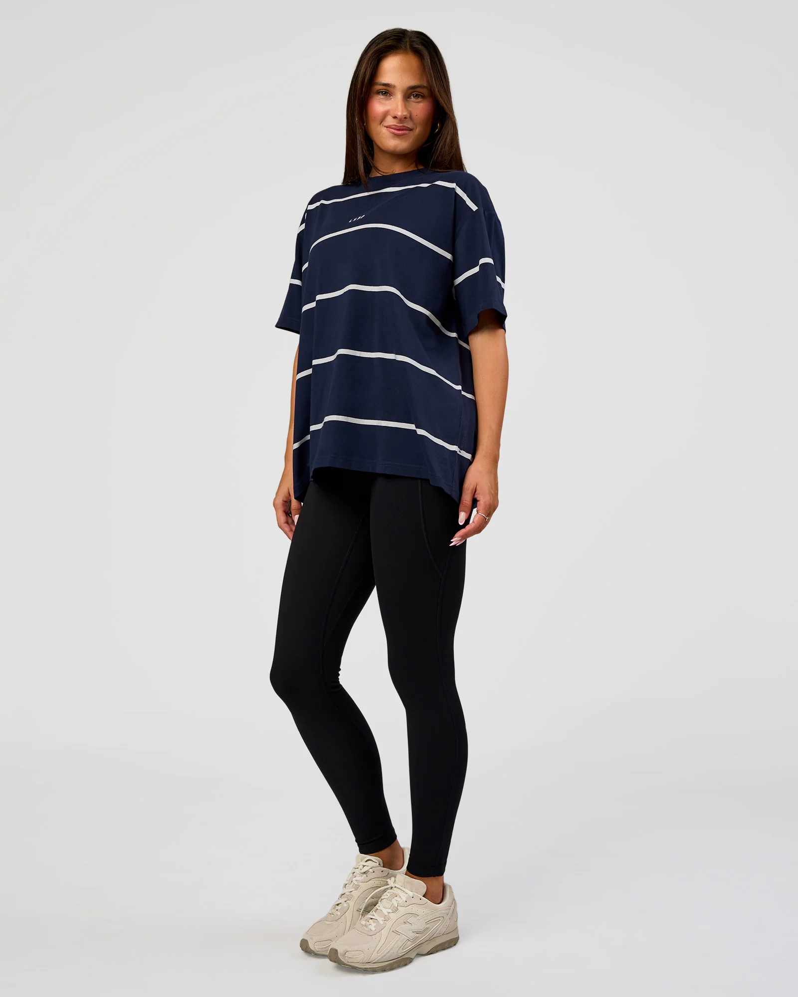 Go-To Stripe FLXCotton Oversized Tee - Future Navy-White