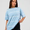 Go-To Stripe FLXCotton Oversized Tee - Open Air-White