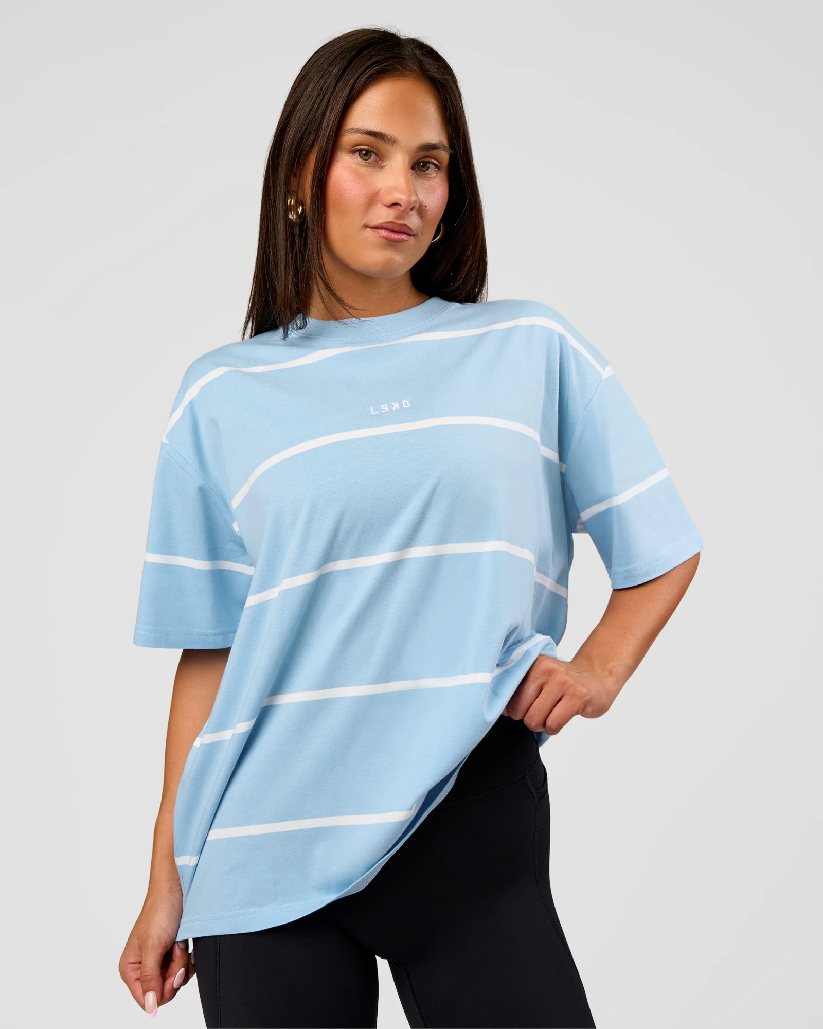 Go-To Stripe FLXCotton Oversized Tee - Open Air-White