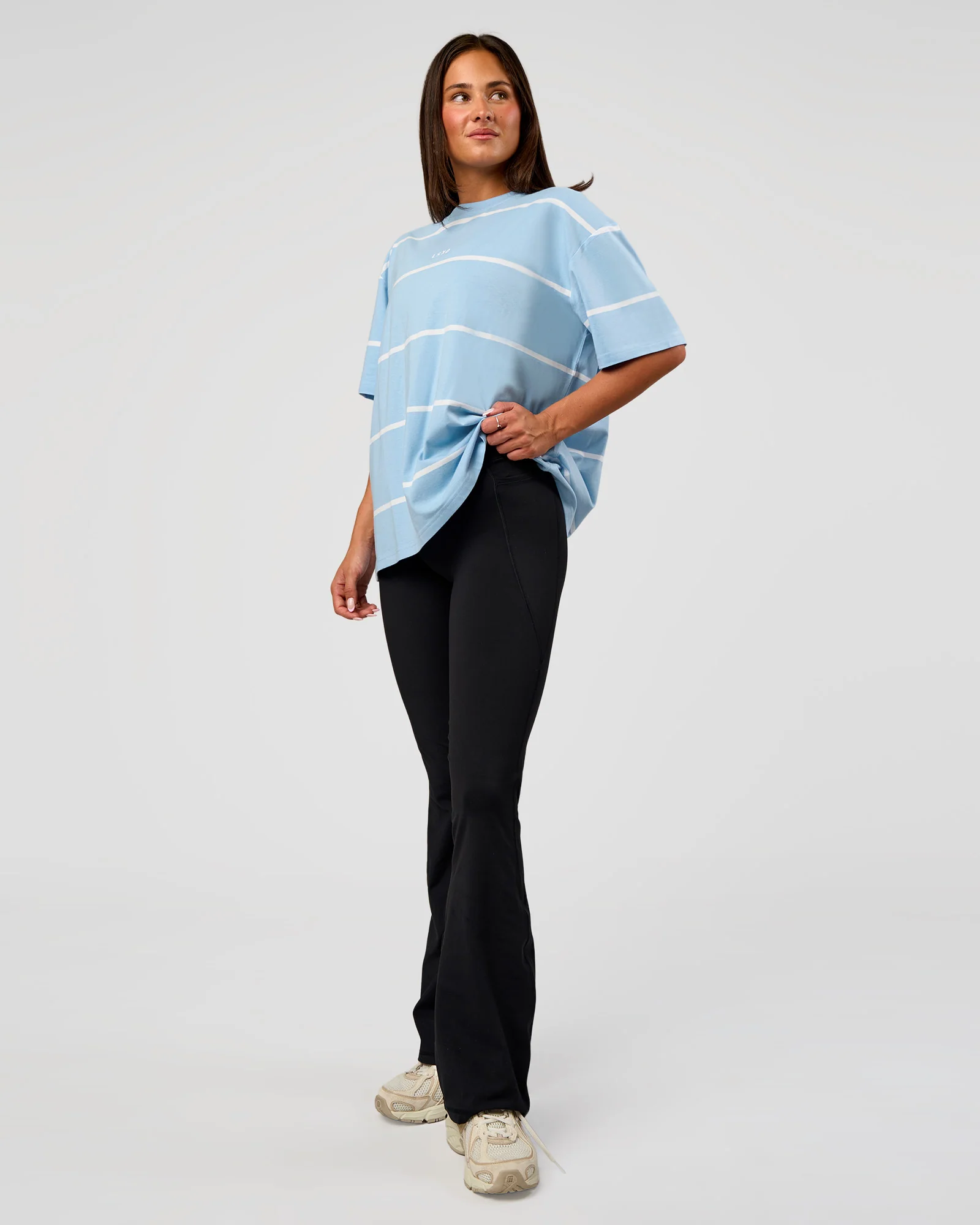 Go-To Stripe FLXCotton Oversized Tee - Open Air-White
