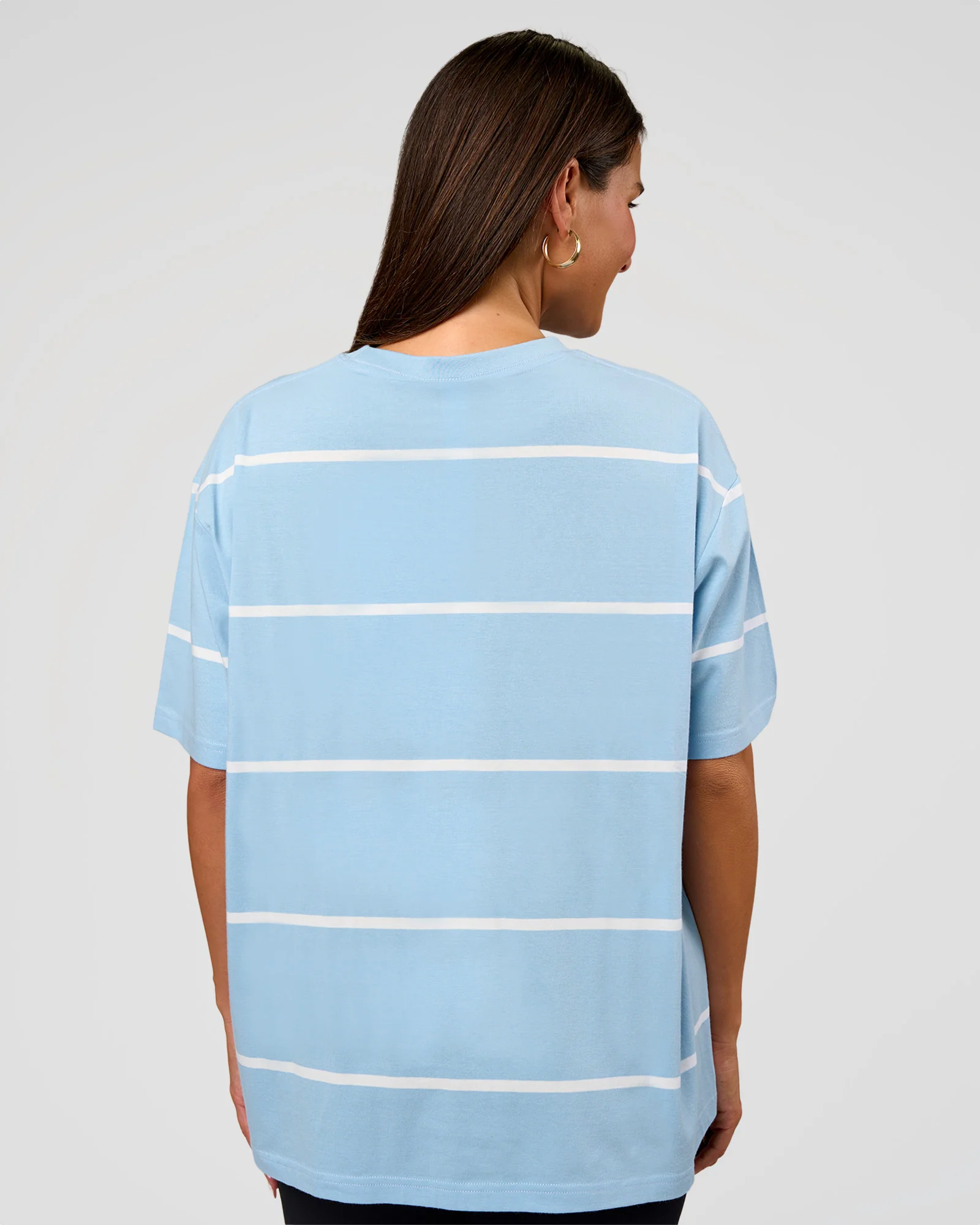 Go-To Stripe FLXCotton Oversized Tee - Open Air-White