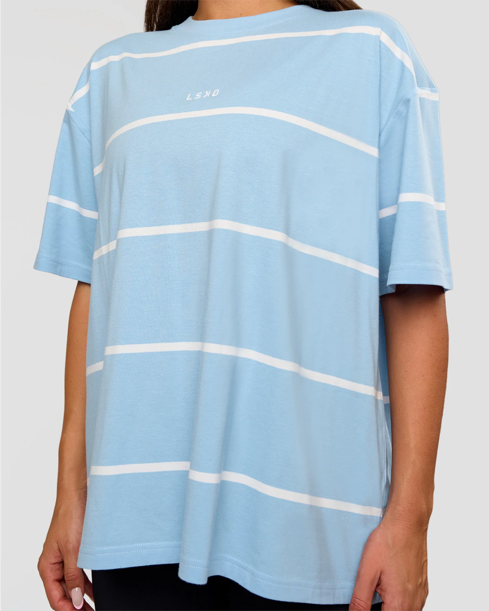 Go-To Stripe FLXCotton Oversized Tee - Open Air-White