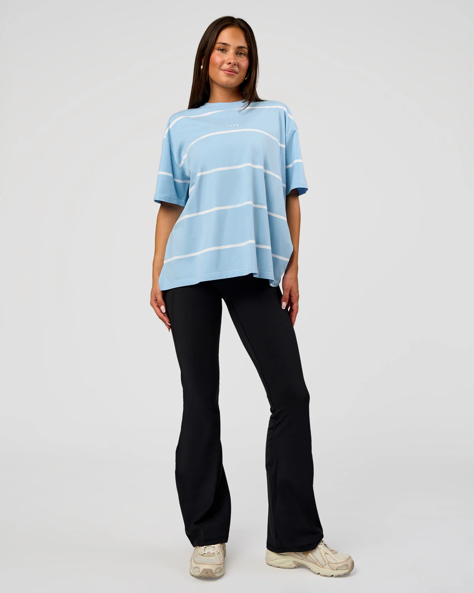 Go-To Stripe FLXCotton Oversized Tee - Open Air-White