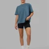 Go-To FLXCotton Oversized Tee - Elemental Blue-White