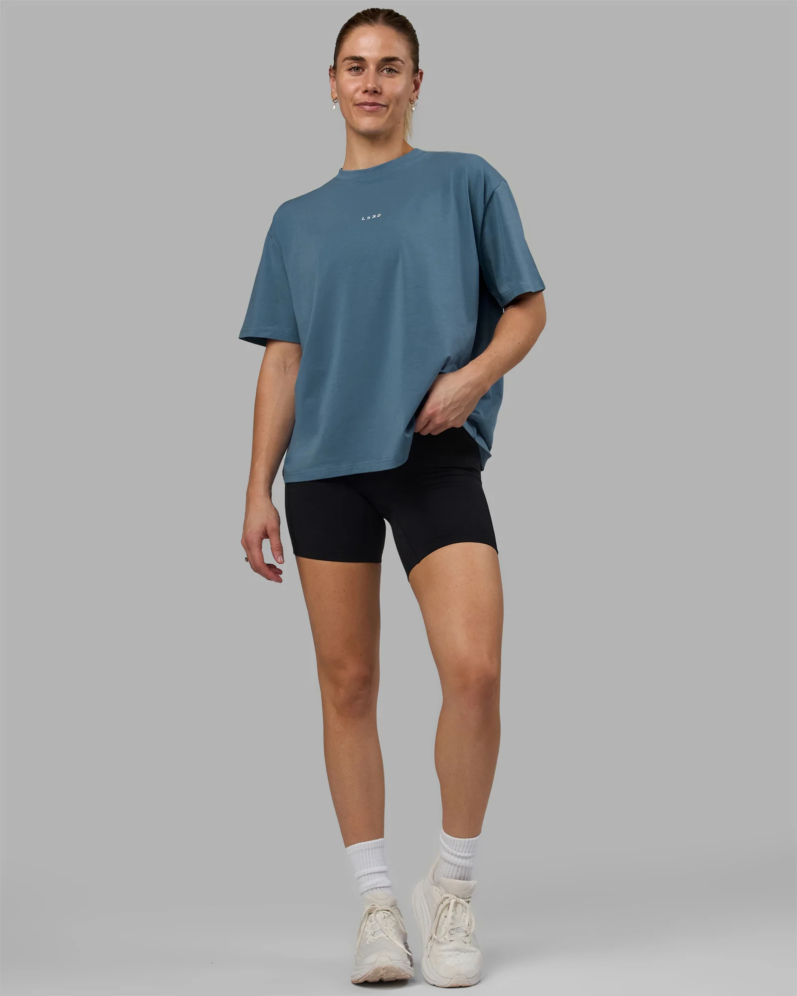 Go-To FLXCotton Oversized Tee - Elemental Blue-White
